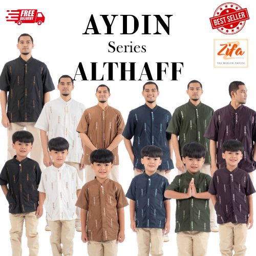 ALTAFF AYDIN SERIES KOKO COUPLE SHIRT สําหรับพ่อและลูกชายแขนสั้น BROKEN สีขาวสีดําและกรมท่า