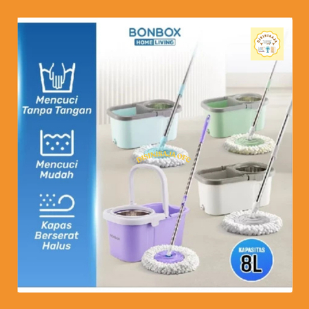 Bonbox BCT3612B Spin Mop 2in1 Spin Bucket / Stainless Steel Spin Mop Bonbox