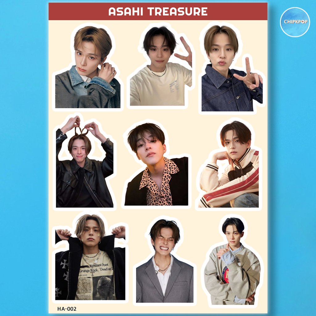 ASAHI สติ๊กเกอร์ KPOP TREASURE I HAMADA ASAHI TREASURE I HYUNSUK TREASURE I HARUTO MERCHHI สติ๊กเกอร