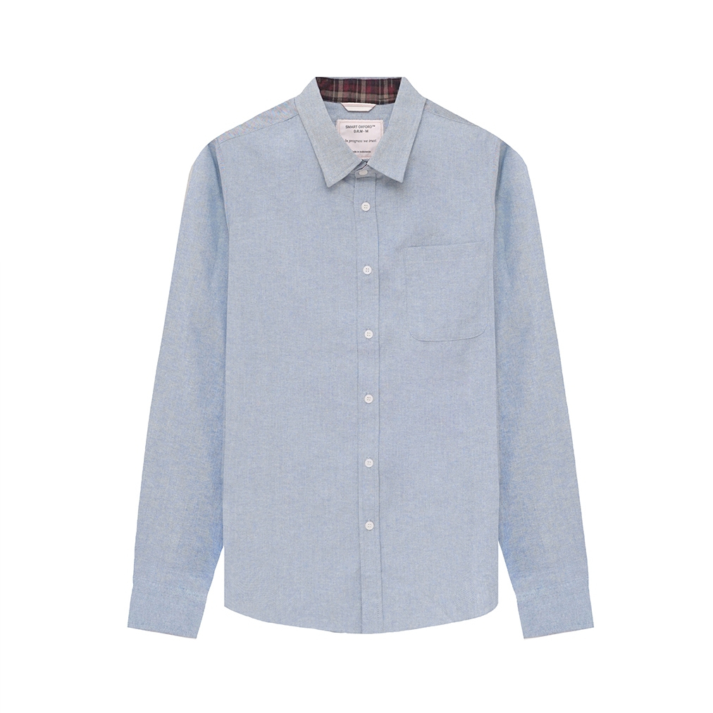KEMEJA DRM Mens Smart Oxford Two-Tone Premium Cotton Shirt / Long Sleeve Oxford Shirt / Smart Oxford