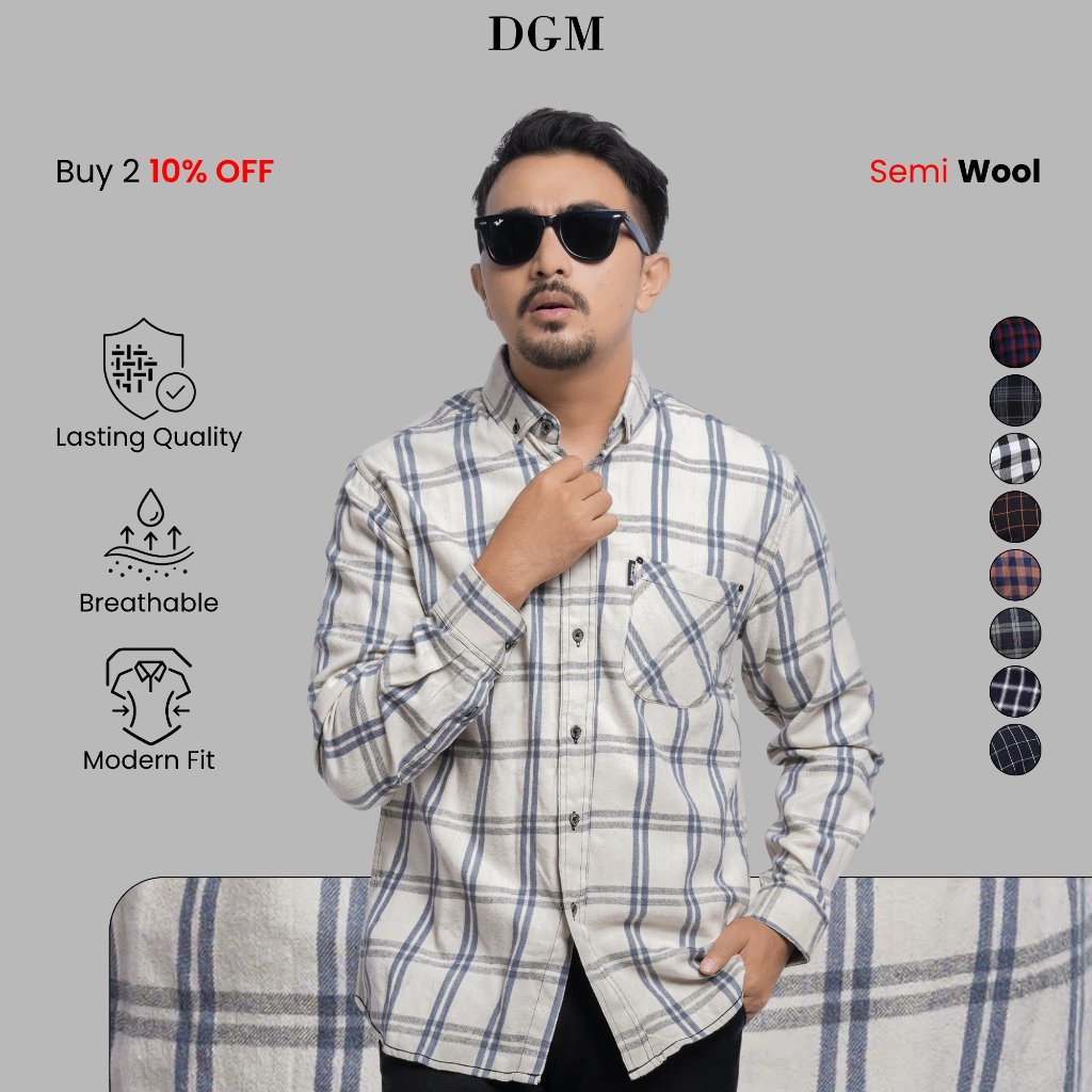 KEMEJA DGM Mens Premium Long Sleeve Flannel Shirt Mens Flannel Long Shirt Flannel Plaid Shirt Modern