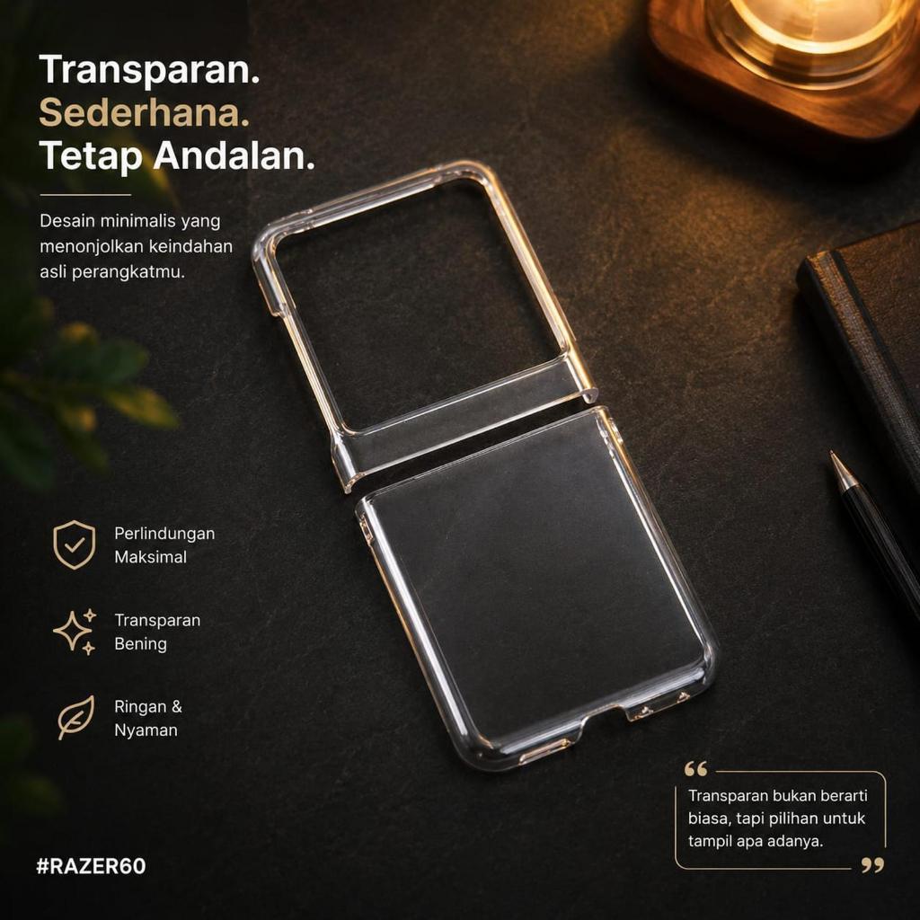 MOTOROLA Clear Case Bening Transparent Case เข้ากันได้กับ Moto Razr 60 H01 - MT RAZR 60