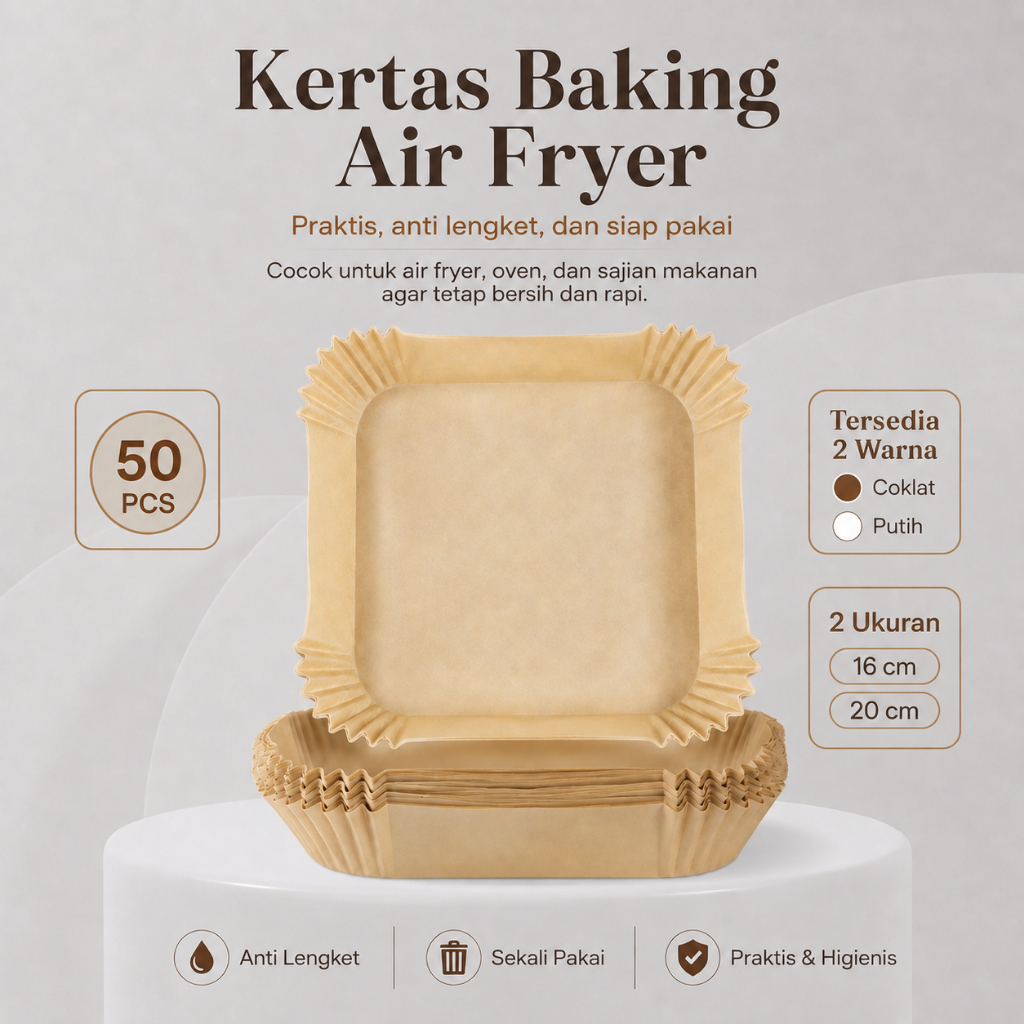 Non-Stick Air Fryer Liner Paper Baking Paper Liner 50 ชิ้น