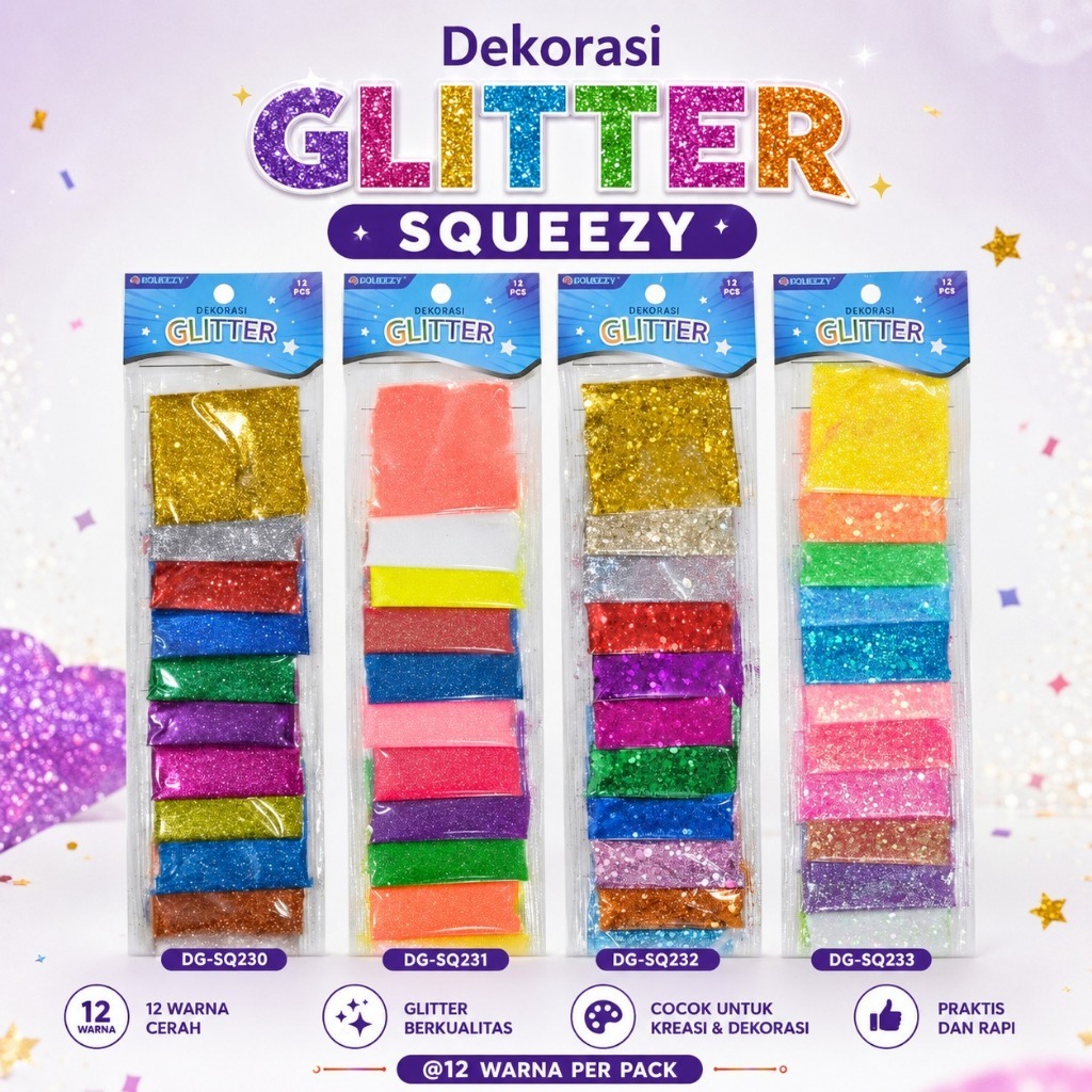 SQUEEZY กลิตเตอร์ตกแต่ง DG-SQ230~231~232~233 @12 สี