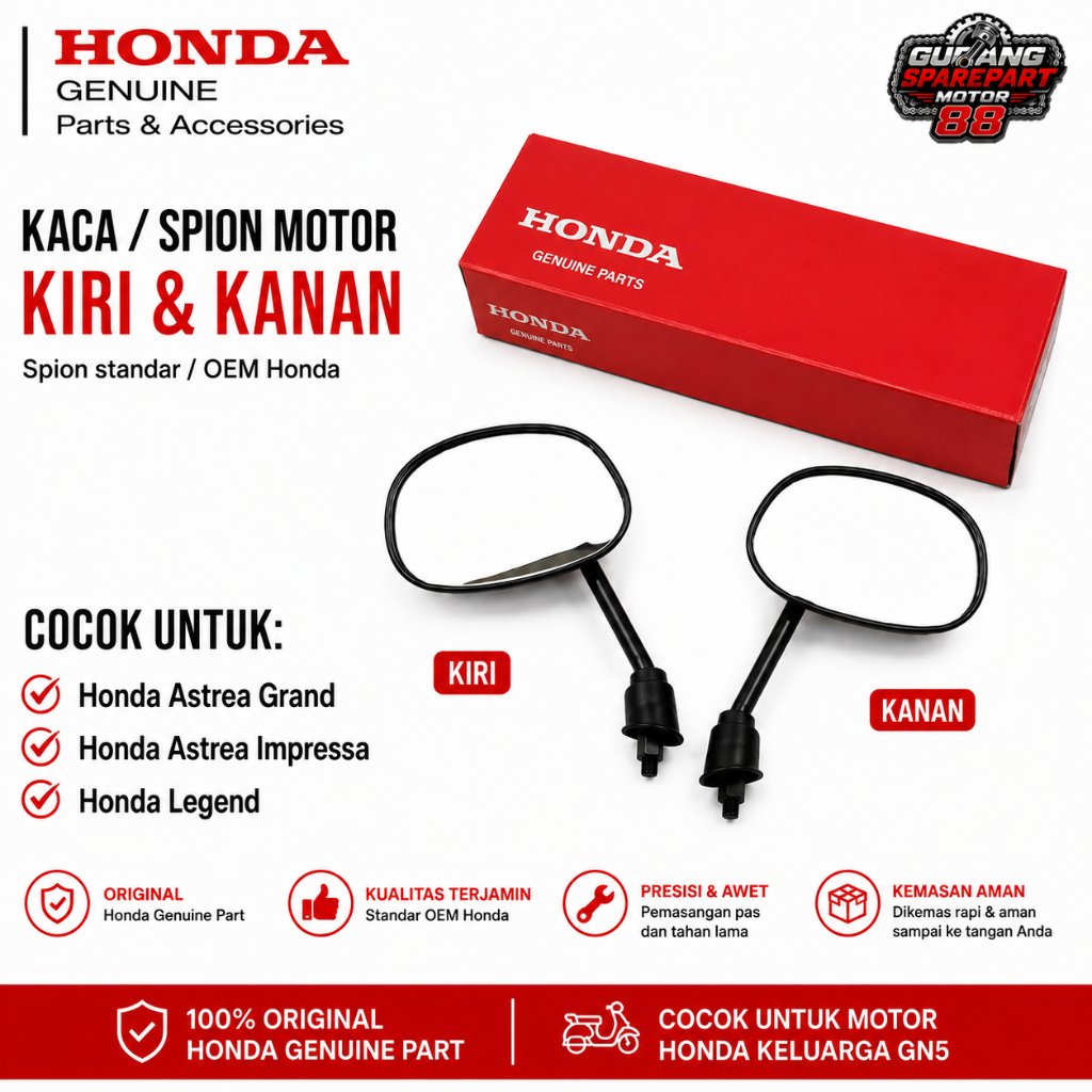 (รับประกัน) ORIGINAL HONDA 88110-GN5-781 ORIGINAL REARVIEW MIRROR GN5 HONDA ASTREA SUPRA LEGEND PRIM