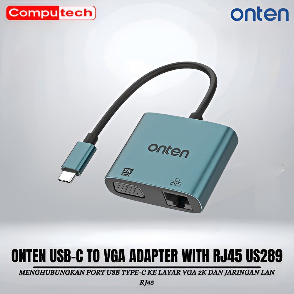 ตัวแปลง Onten Fast 2in1 USB3.0 USB-C ถึง 2K VGA + LAN RJ45 OTN-UC289