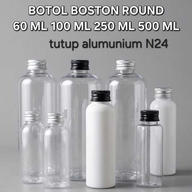 ขวดพลาสติก 60ML(N18)/100ML(N24)/250ML(N24)/500ML(N24) หมวกอลูมิเนียม (BR)