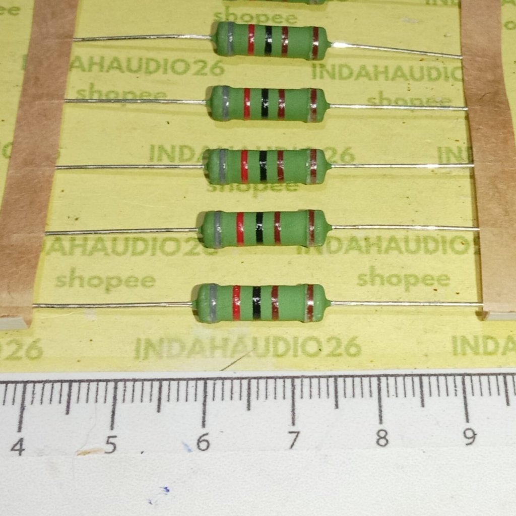 HIJAU GREEN PACK 8K2 2W 1% COPPER LEGS METAL FILM resistor 8200 OHM 2 วัตต์ 8.2 KILO OHM 2 วัตต์ 1 ว