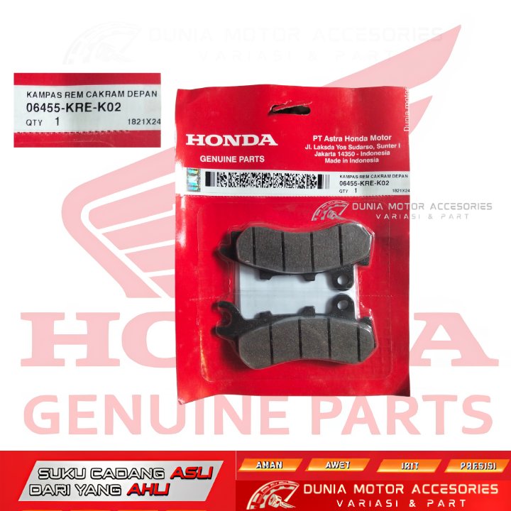06455-KRE-K02 ผ้าดิสเบรคหน้าสําหรับ Honda ADV PCX 150 160 CBS ประเภท 100% ต้นฉบับ