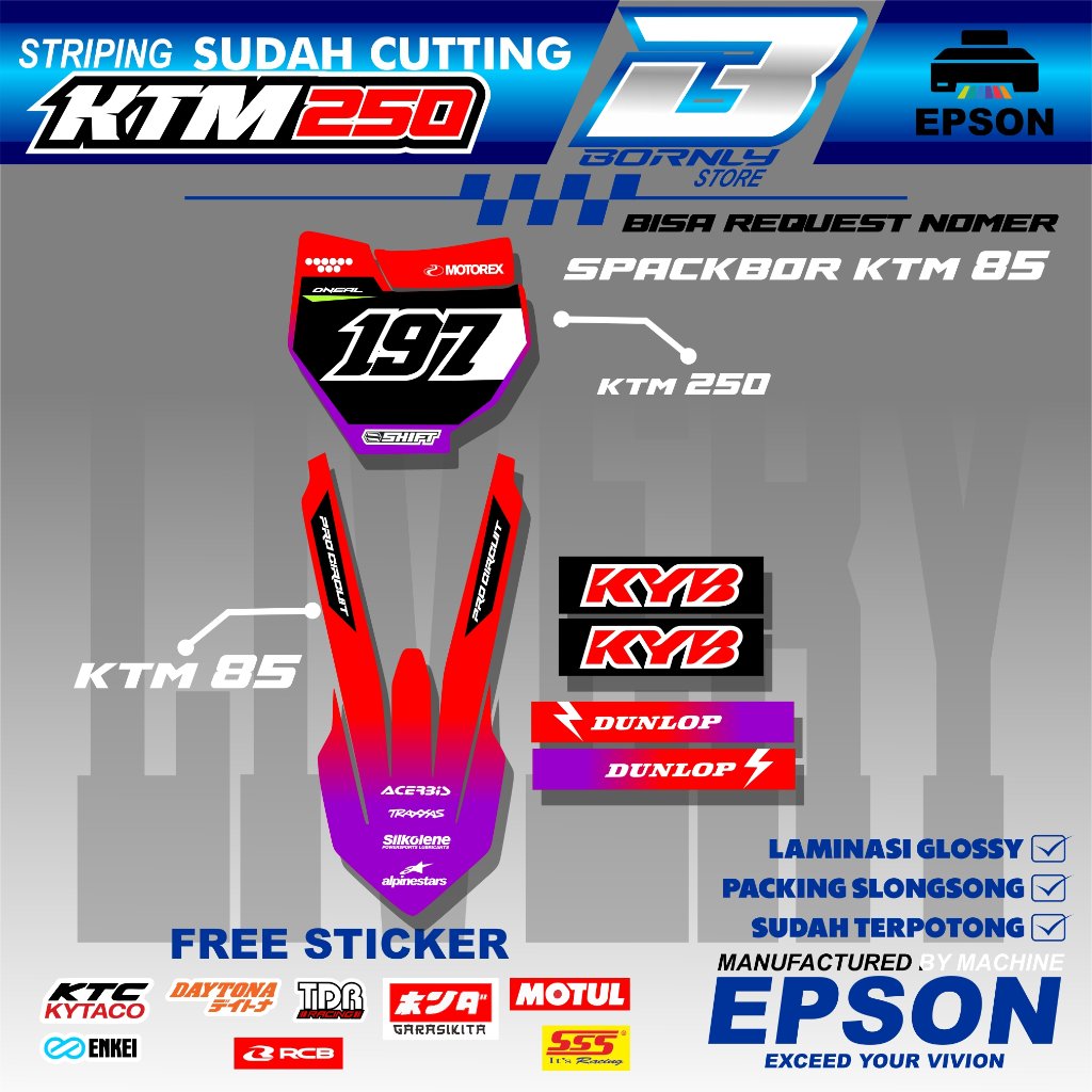 [AK 3] สติกเกอร์รูปลอก Striping KTM 250 บอร์ดและ KTM 85 บังโคลนหน้าสามารถขอจํานวนได้