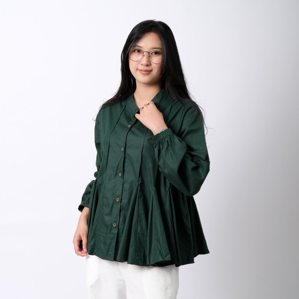 KEMEJA FEMMEWEAR - เสื้อเชิ้ต GINKA I เสื้อเชิ้ตลินินผู้หญิง กระดุมระบายเต็ม
