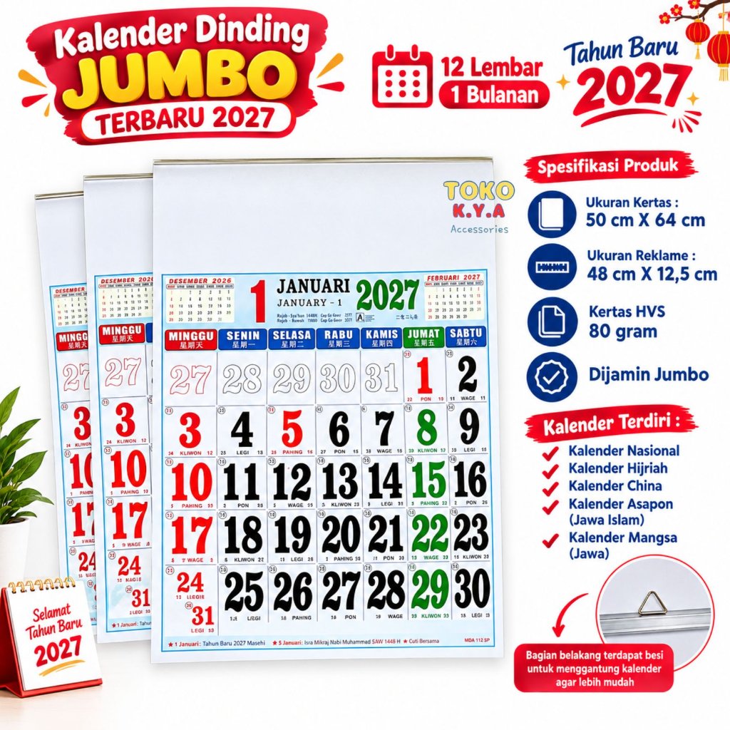 JUMBO M7 WORK CALENDAR 2027 / LAST JUMBO WALL CALENDAR 2027