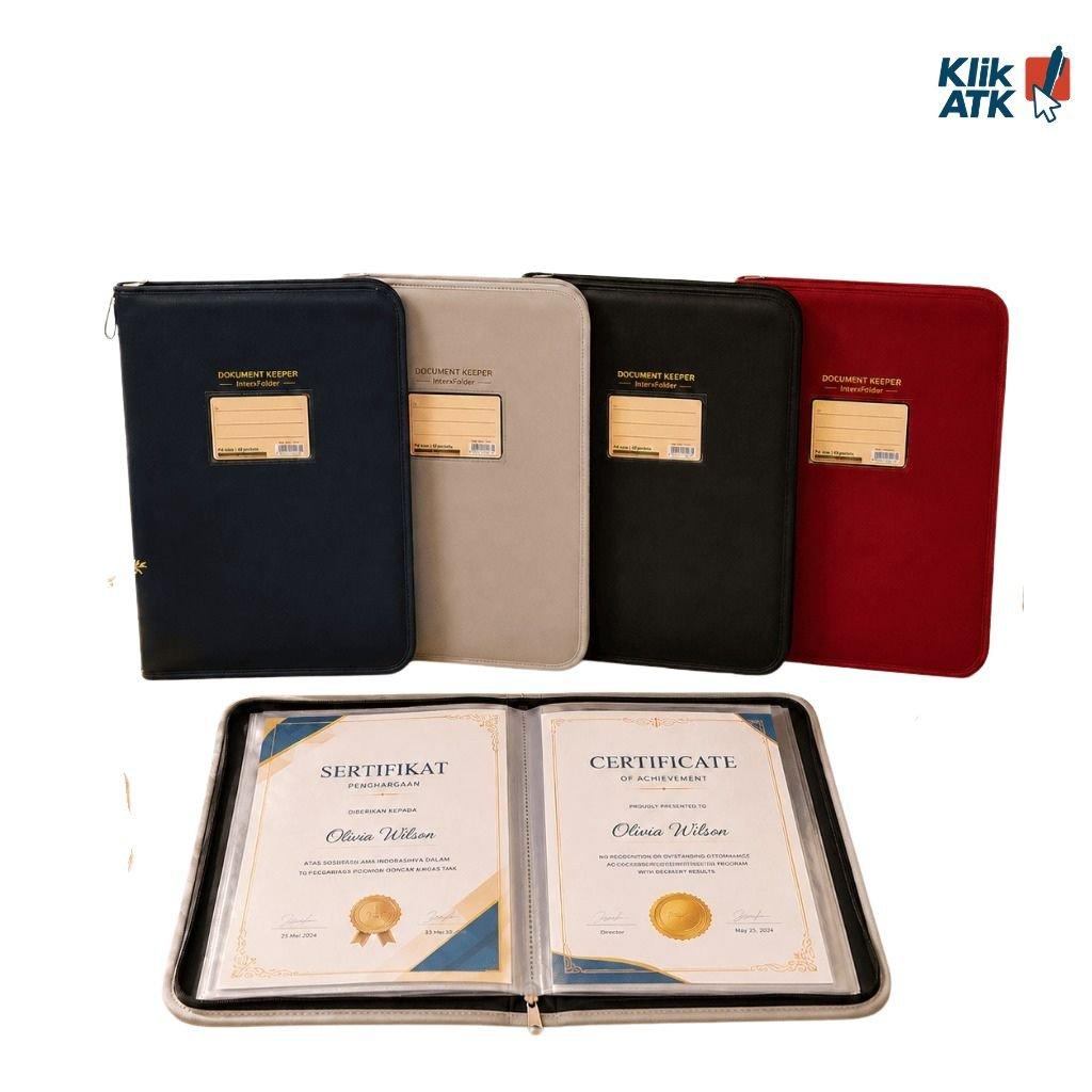 DK-888 Leather Keeper Document 40 แผ่นซิป INTER X FOLDER