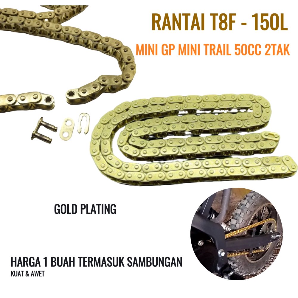 MESIN Mini Trail Chain T8F 150L ชุบทอง 50cc เครื่องยนต์ดึง 2 จังหวะ