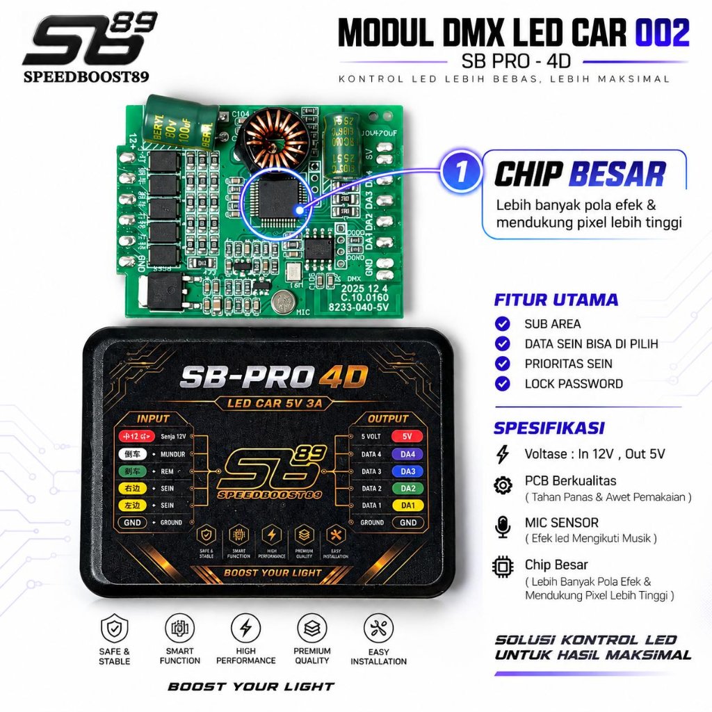 MATRIX RGB LED คอนโทรลเลอร์โมดูล PCB DMX APK LED รถ 5V 3A SB PRO 4D