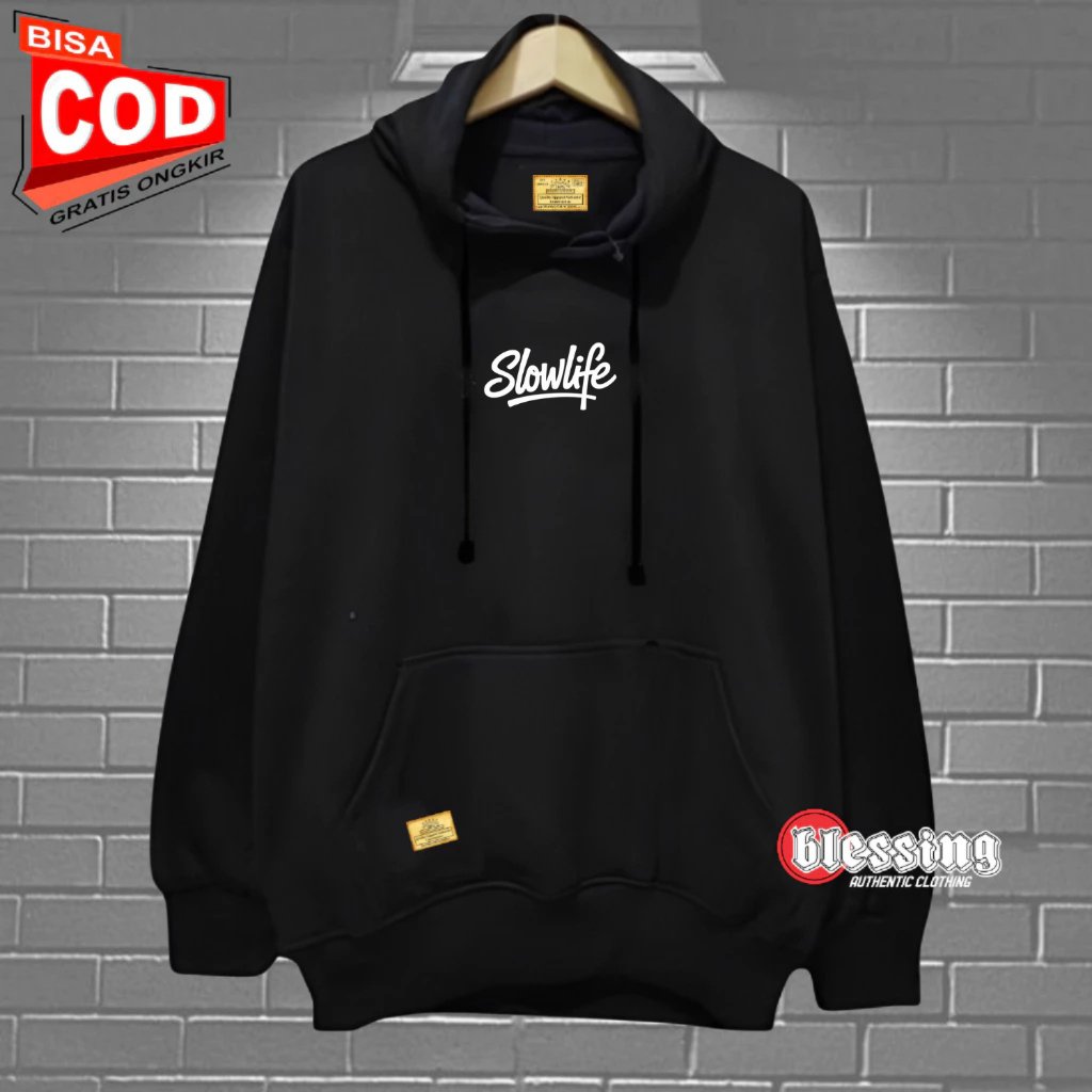 เสื้อกันหนาวผู้ใหญ่Hoodie Pleece Hoodieผู้ชายHoodieผู้ชายความงามHudi Black Slowlife