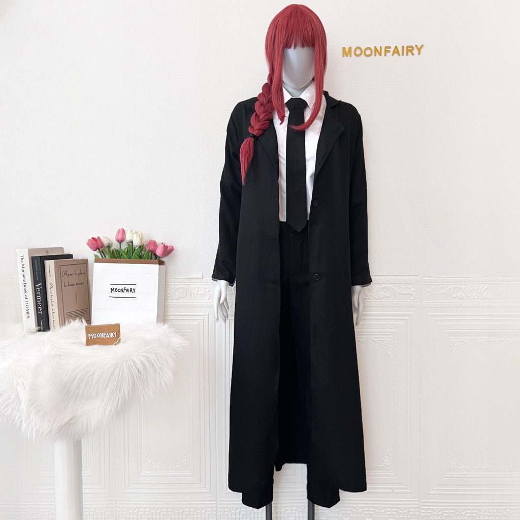 Bubblefairy - Chainsaw Man Makima เครื่องแต่งกายคอสเพลย์ Fullset วิกผมอะนิเมะเครื่องแต่งกาย Makima C