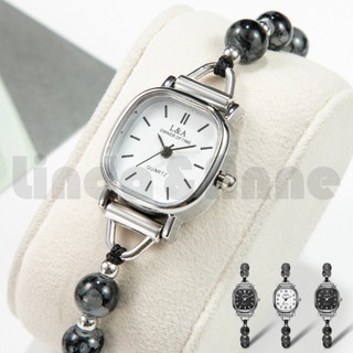 L&A Jam Tangan Wanita Serut Gaya Simple Jam Tangan Manik Hindia Vintage