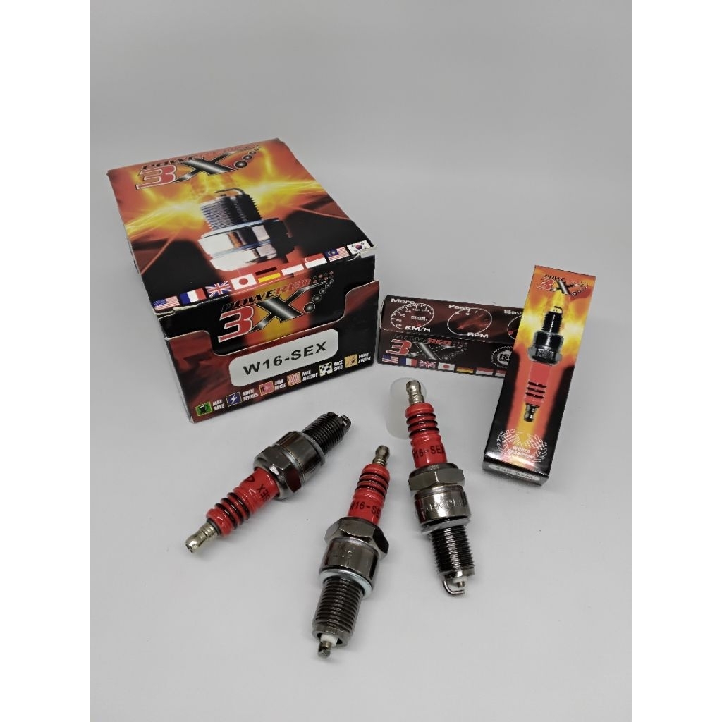 POWERED 3X W16-SEX SPARK PLUG / BP7ES SPARK PLUG สําหรับ SATRIA 2T NINJA RGR TS 125 RXZ MOTORCYCLE