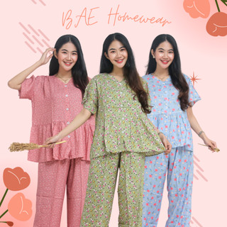Oneset Piyama Wanita Rayon Premium Lengan Pendek Celana Panjang Motif Bunga – Nyaman Adem
