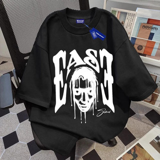 Kaos T-shirt katun hitam streetwear, lebar nyaman, bayar setelah barang diterima, klasik dan serbaguna, tidak mudah berbulu