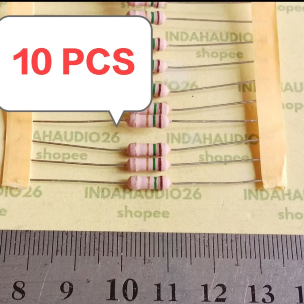 10 ชิ้นสีชมพู 1R5 1/2W 5% ทองแดงฟุตตัวต้านทาน 1.5 r 1/2 วัตต์ 1.5 โอห์ม 1/2 วัตต์ 5 เปอร์เซ็นต์ 1r5 