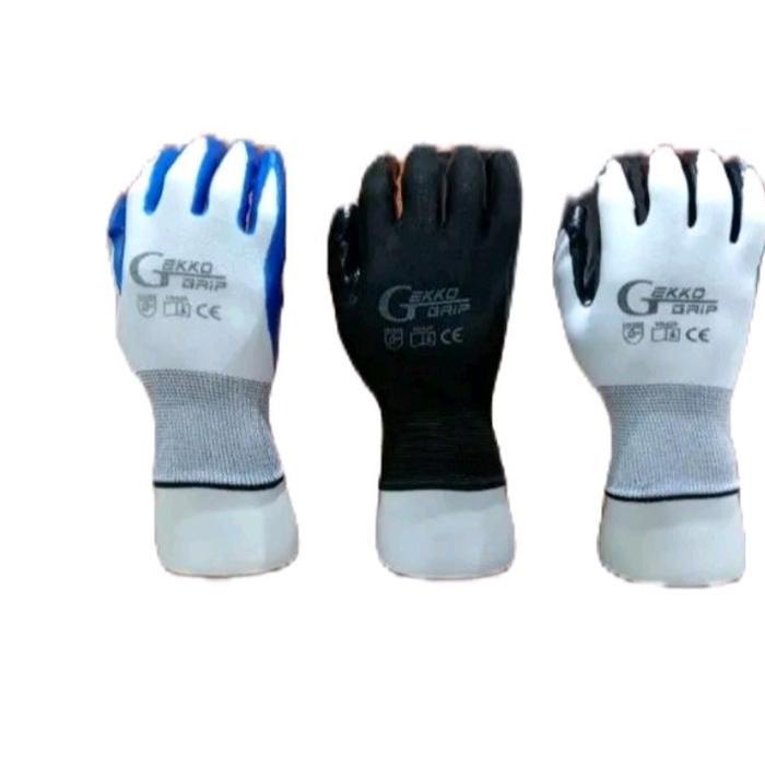 ANTI-SCRATCH WORK GLOVES / GEKKO RUBBER SOLE SAFETY GLOVES - GEKKO WHITE BLUE, 1-3 PAIRS