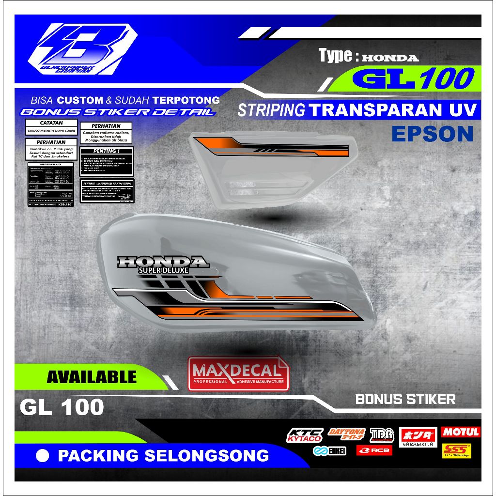 Striping Mxking HONDA GL100 Premium Transparent UV (YT22)