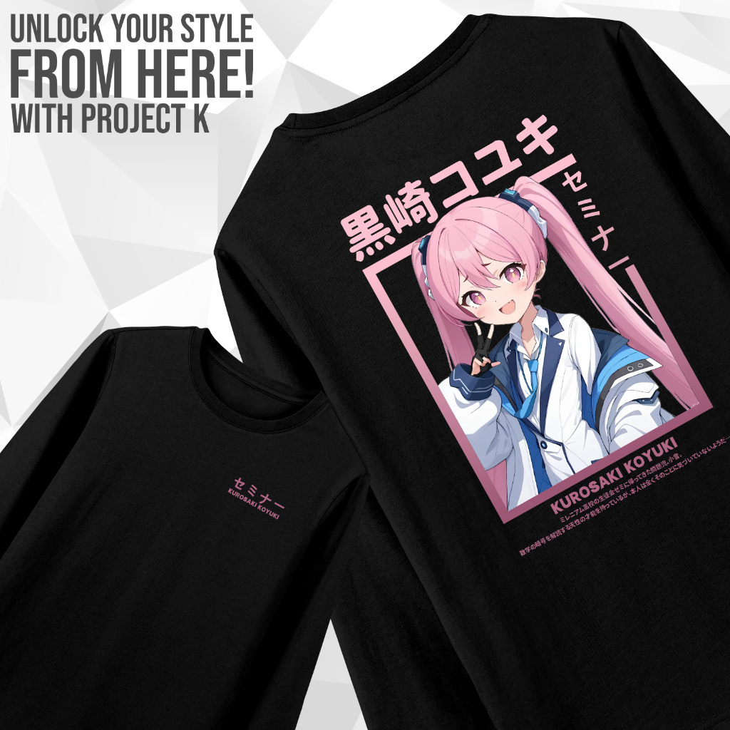 PROJECT K T-SHIRT LONG SLEEVE DISTRO T-SHIRT KUROSAKI KOYUKI BLUE ARCHIVE ANIME GAME T-SHIRT - Cotto