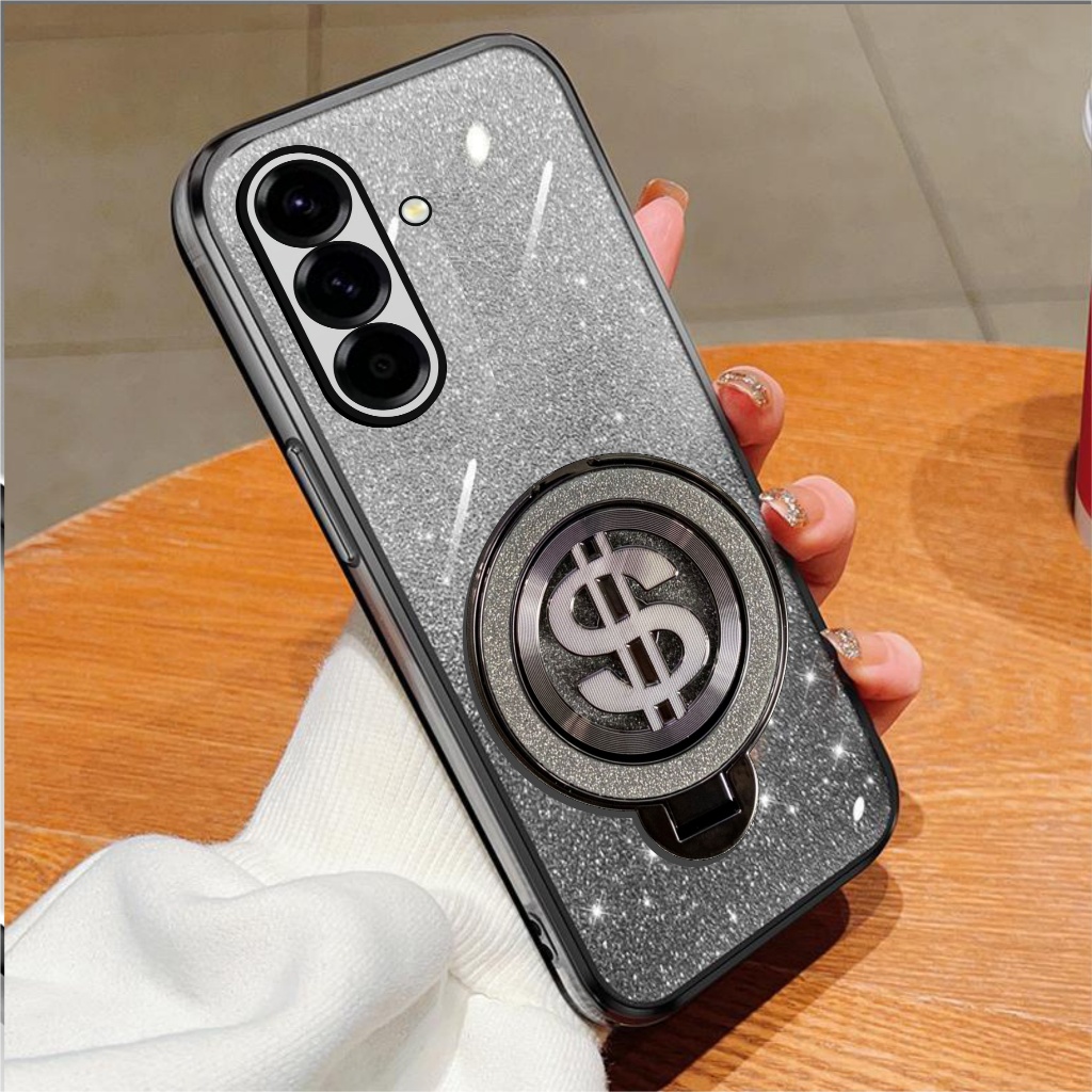 HP Samsung Galaxy A17 Glitter Dollar Ring Stand รองรับเคสชาร์จไร้สาย