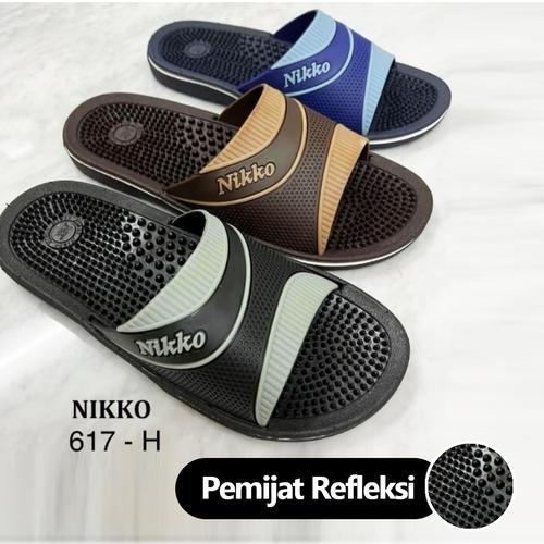 617-M nikko รองเท้าแตะ Rheumatism Reflexology การฝังเข็มยางบําบัดสุขภาพรองเท้าแตะผู้ชายล่าสุด M-XL