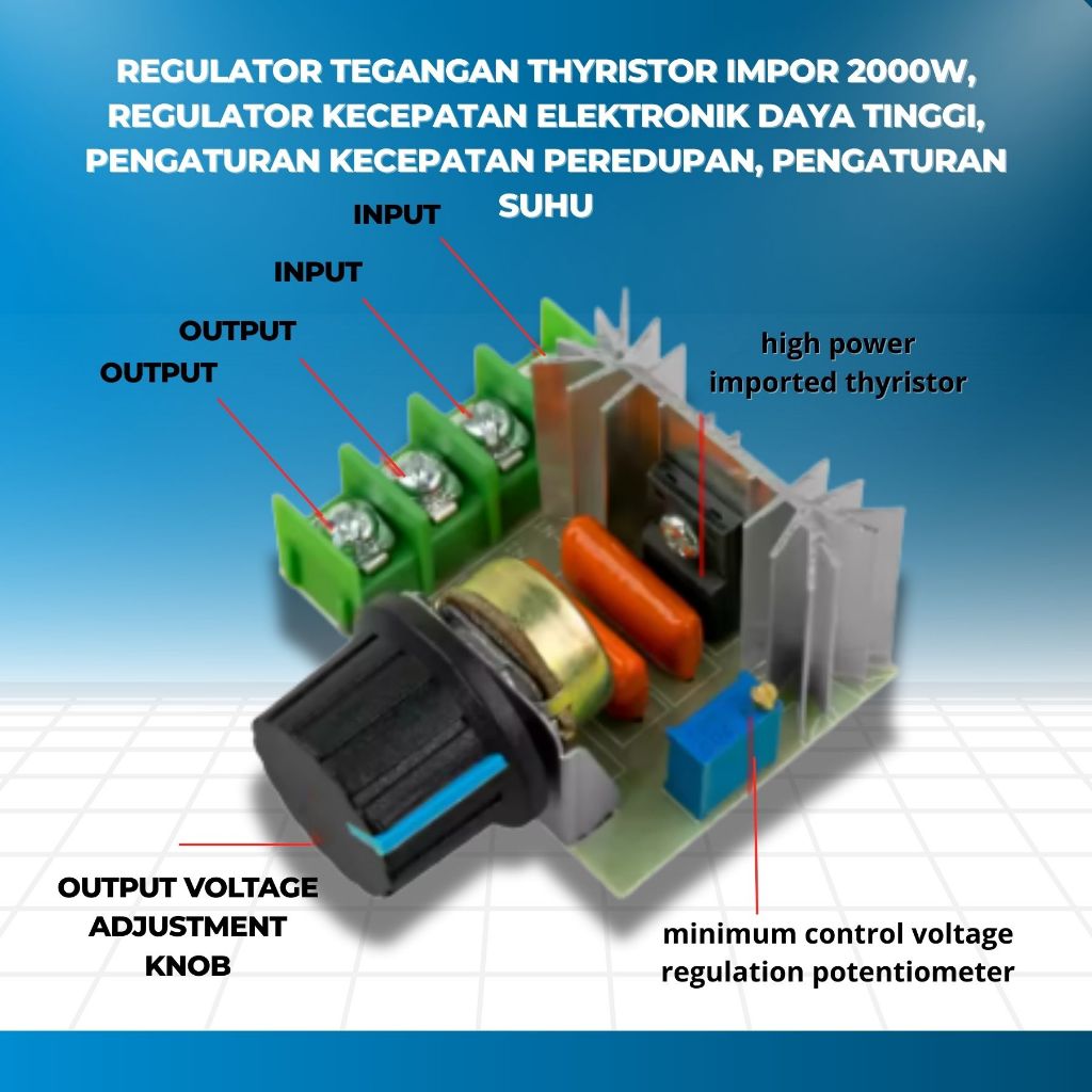 ตัวควบคุมความเร็วมอเตอร์ AC Dimmer SCR 2000W 220V AC PWM Regulator dimmer