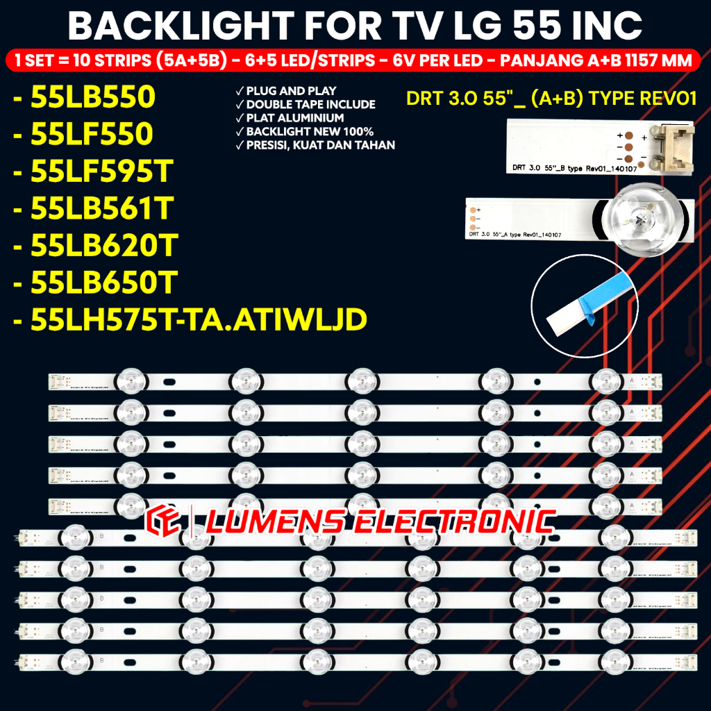 LG 55 นิ้ว LED TV BACKLIGHT 55LB550 55LF550T 55LF595T 55LB561T 55LB650T 55LB582T 55LB575T 55LB550