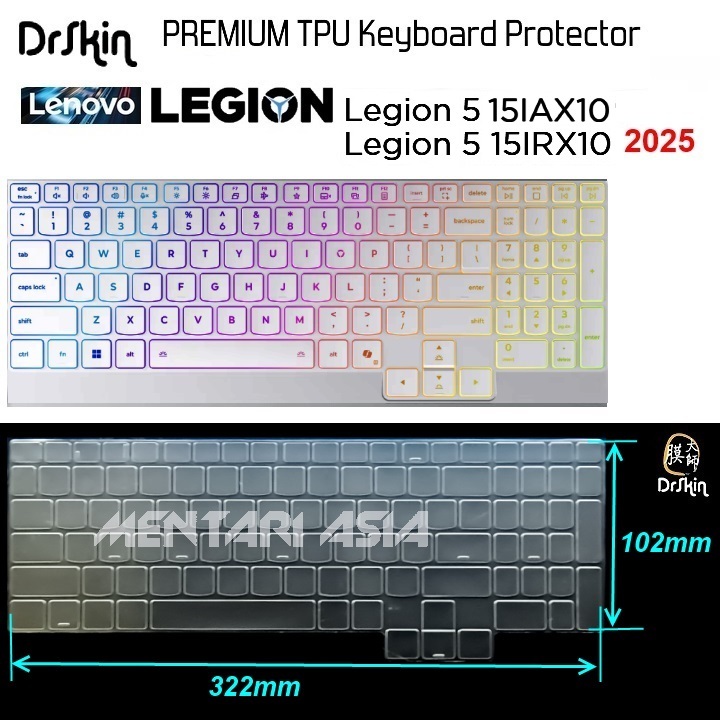 ตัวป้องกันคีย์บอร์ด Lenovo Legion 5 15IAX10 / 15IRX10 (2025) - DrSkin PREMIUM TPU Clear