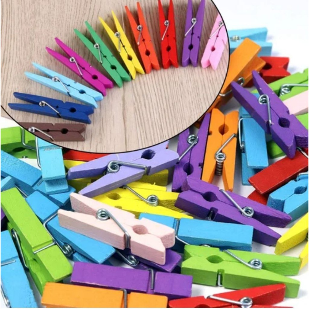 Colourful Photo Clip - Wooden Clip Photo Clip Peg ขนาด 3.5 cm x 0.7 cm - สีเหลือง