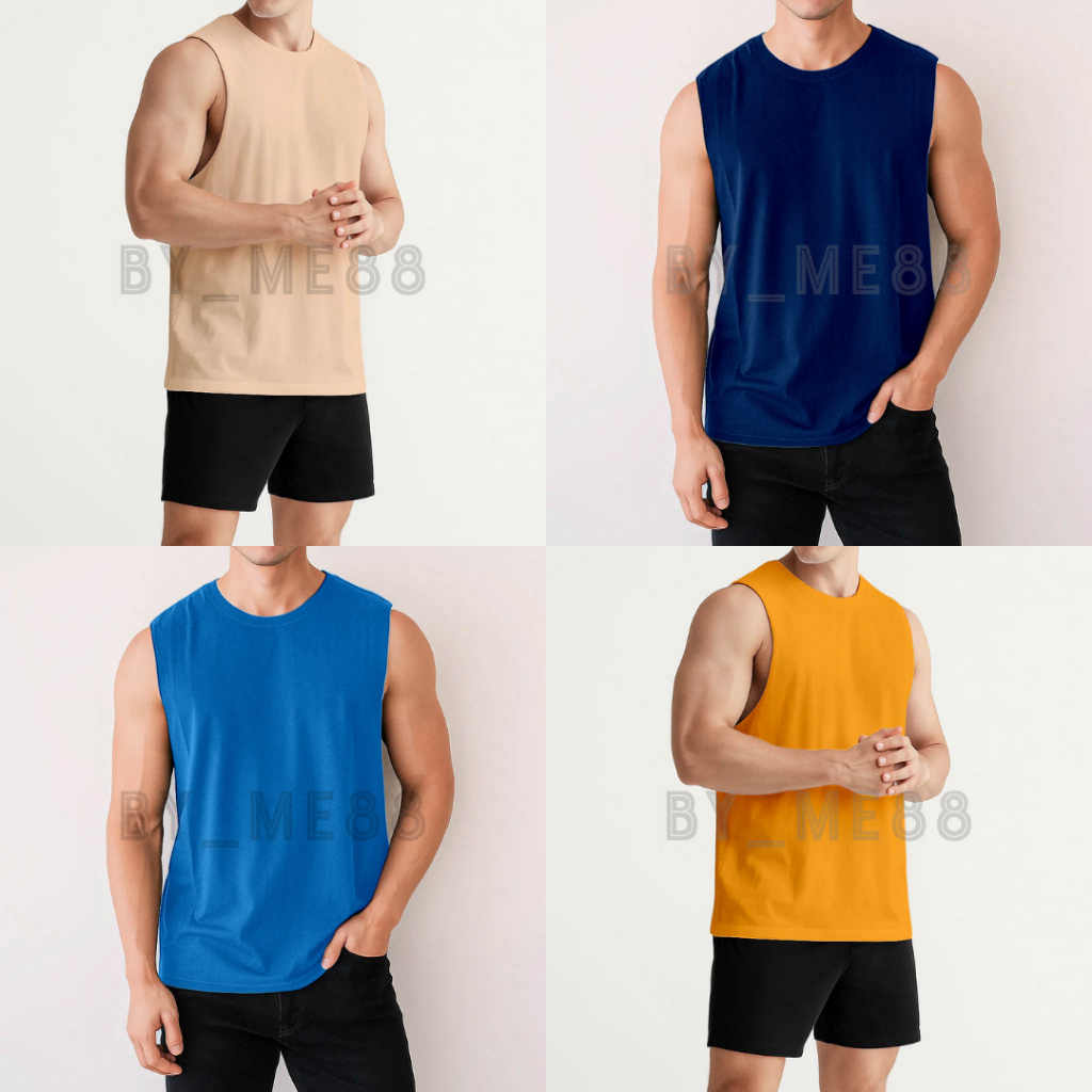 KATUN 24s เสื้อกล้ามผ้าฝ้าย Gym Fitness Halfcut แขนกุดเล็กบง