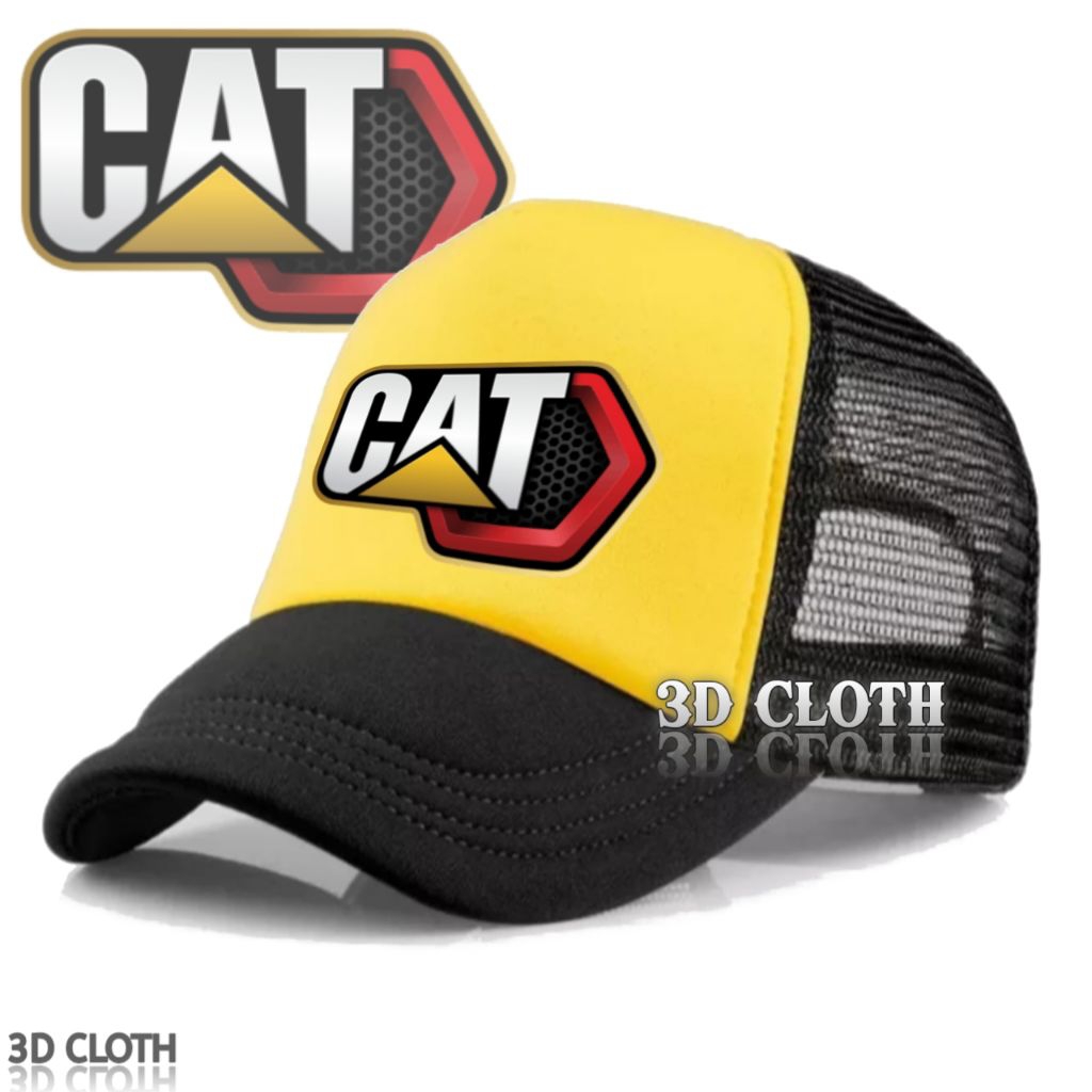 หมวกรถบรรทุกโลโก้ CATERPILLAR / หมวกตาข่ายทํางานกลางแจ้ง / หมวกตาข่ายสําหรับบุรุษและสตรี