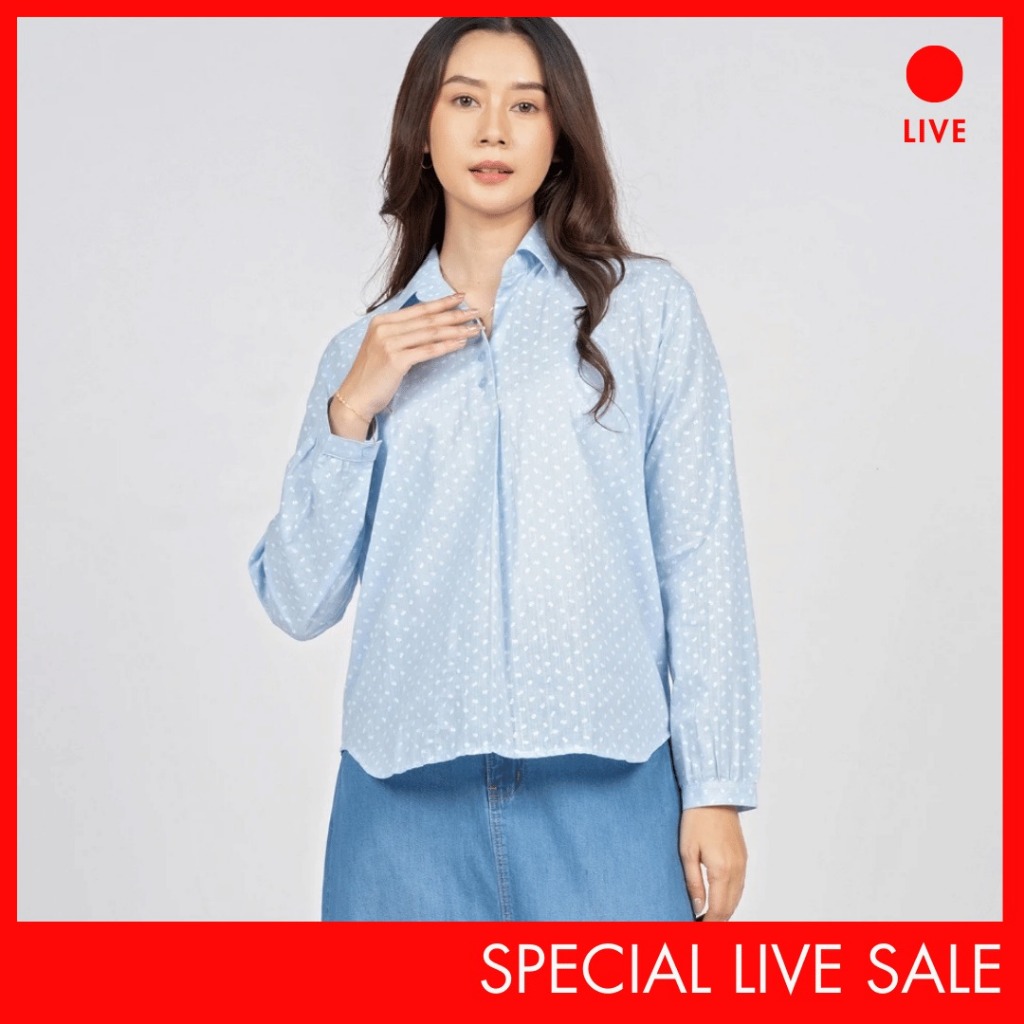 [CLEARANCE] เสื้อเบลาส์ Basic Live C2 Jefen Blue สําหรับผู้หญิง