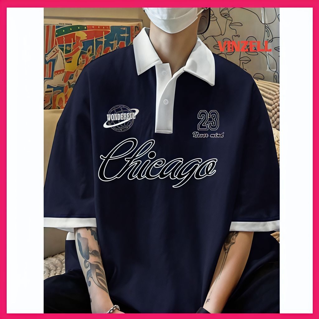 เสื้อโปโลผู้ชายขนาดใหญ่ (M - 6XL) เสื้อโปโลคอปกจัมโบ้ CHICAGO 23 Style Unisex L XL XXL 3XL 4XL 5XL 6