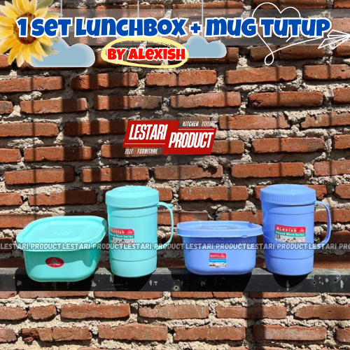 แก้ว SHIMA LUNCHBOX & BENJI 1 ชุด 1LT | MISTING + ถ้วยฝาปิด | LUNCHBOX ฟรี + ด้ามไม้ | กล่องรับสัญญา