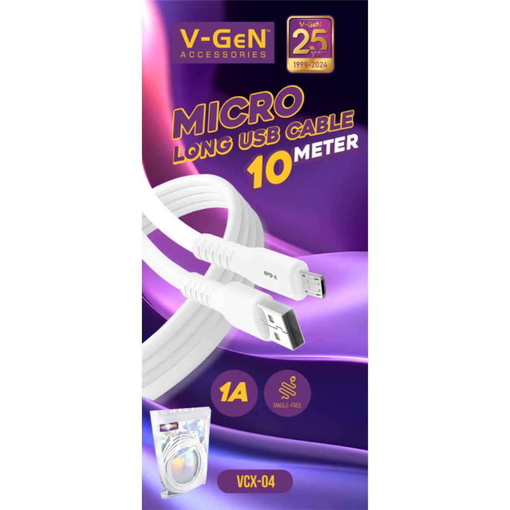 V-GeN สายชาร์จ USB เป็น Micro 10 เมตร VCX-04 1A/5 เมตร VCX-03 2A สายชาร์จเท่านั้น