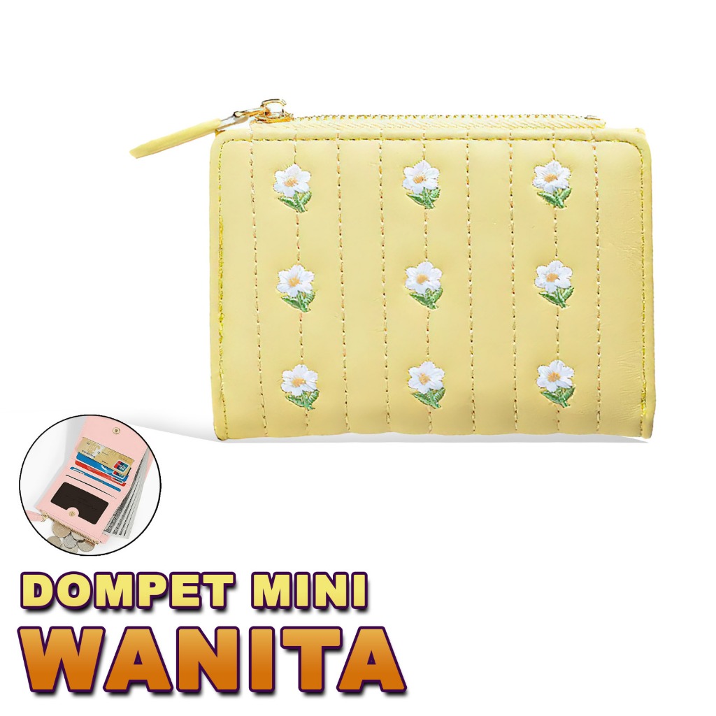 Aesthetic Womens Wallet with Floral Motif / Mini Womens Wallet ทําจากหนัง PU Womens Folding Wallet B