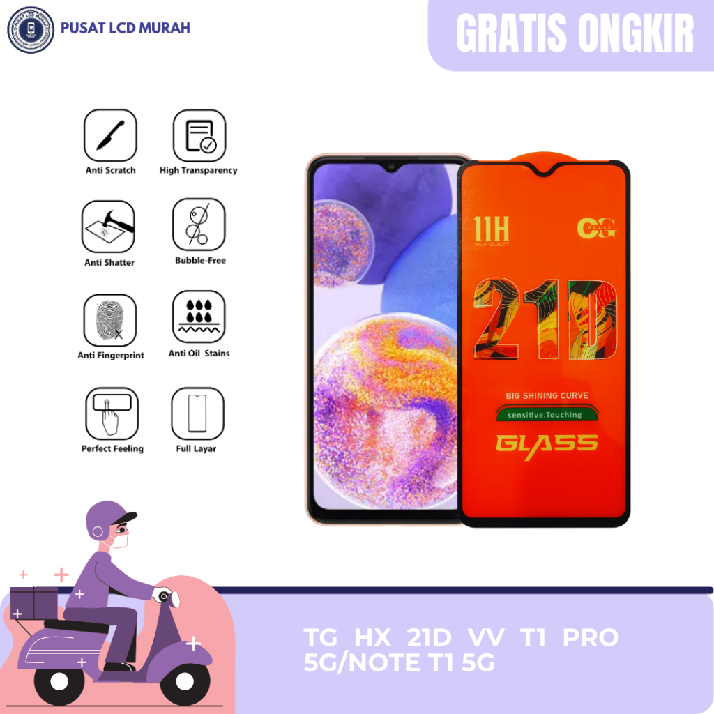 ANTI-SCRATCH / TEMPERED GLASS HX 21D VIVO T1 PRO 5G/NOTE T1 5G