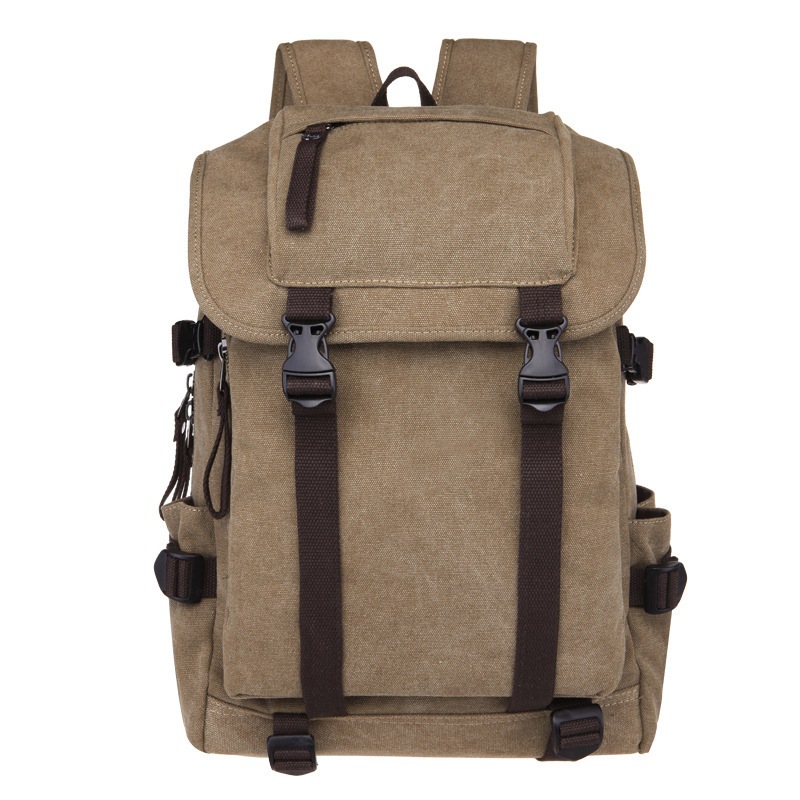 Canvas Travel School Backpack เหมาะกับแล็ปท็อป 15 พร้อมกระเป๋าหลายช่อง วินเทจ มีสไตล์ - RK007
