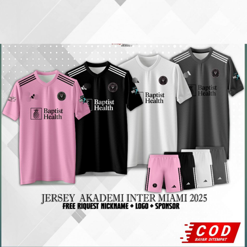 INTER MIAMI ACADEMY 2025 RETRO JERSEY CUSTOM ฟรี REQUEST NAME + โลโก้ SPONSOR