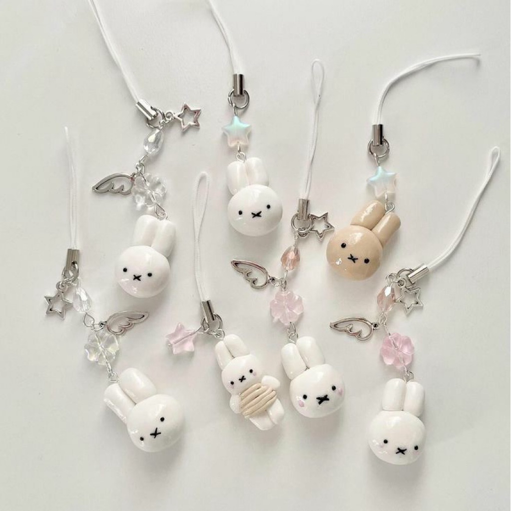 GANTUNGAN เสน่ห์โทรศัพท์ Fairy Miffy / พวงกุญแจดินทํามือ / พวงกุญแจ Miffy