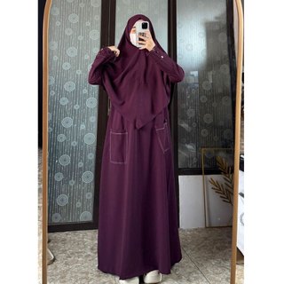 Abaya Sakinah Set Khimar Syari Gamis Haji dan Umroh Bahan Sabrina Anti UV Premium