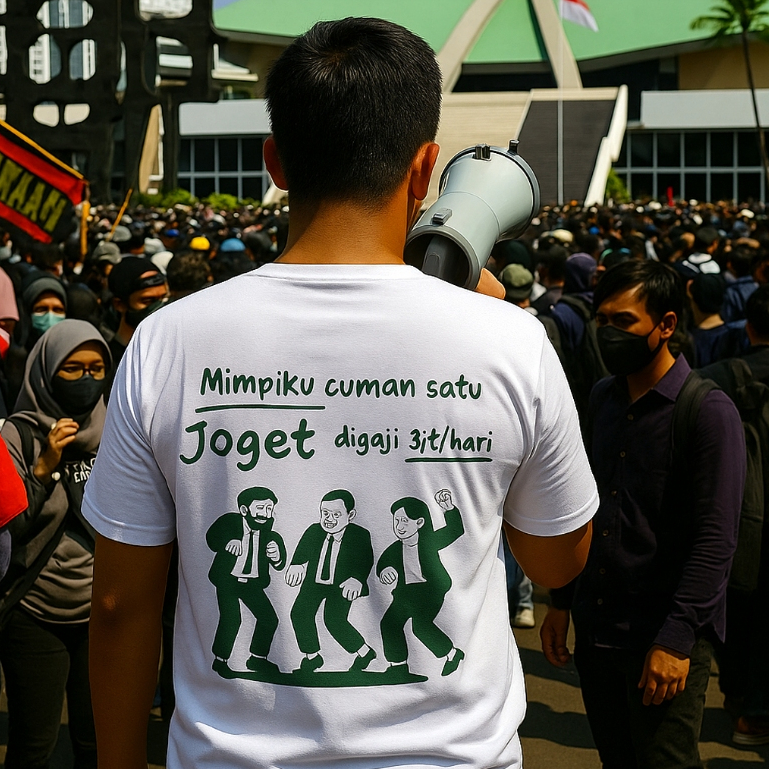 POLOSINAJA - เสื้อยืด "Mimpiku Joget Dignaji 3 ล้าน/วัน" - เสื้อยืดผ้าฝ้าย Combed Unisex 30s