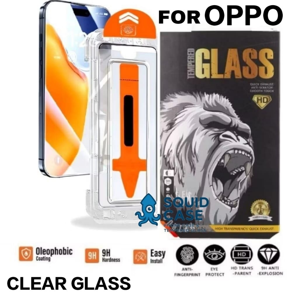 TEMPERED GLASS GORILLAS [CLEAR] KINGMONKEY EASY INSTALL OPPO A17 A17k A16 A16s A16k A15 A15s A77 A57
