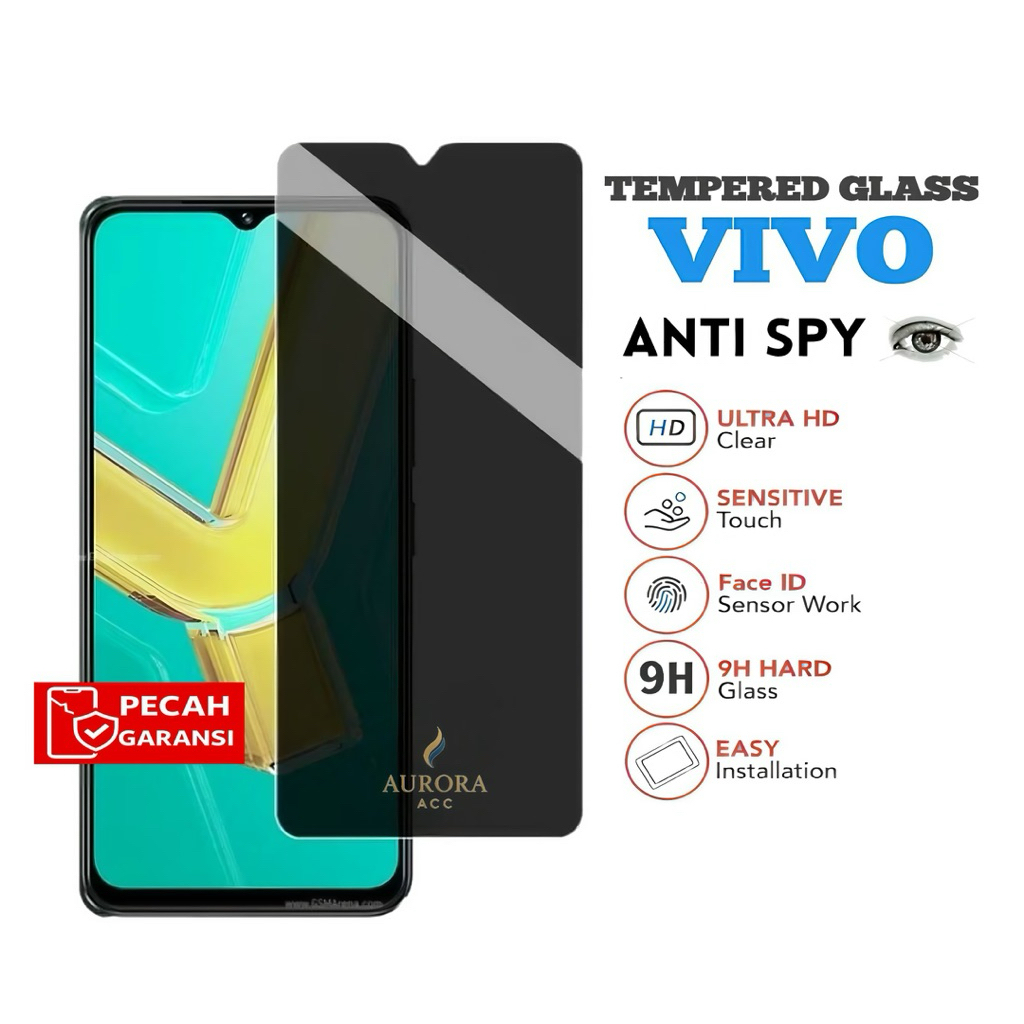กระจกนิรภัย Anti Spy Vivo Y05 Y01 Y1s Y02 Y02s Y03 Y3s 2020 Y3s 2021 Y04 Y04s Y5s Y7s Y9s T1 5G T1 P